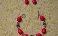 Set bratara cu cercei howlite rosu