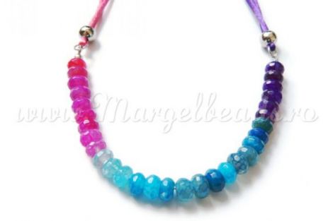 Colier Agat Multicolor Rondele Fatetate
