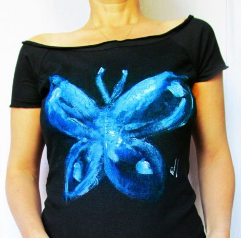 Tricou dama bumbac pictat manual