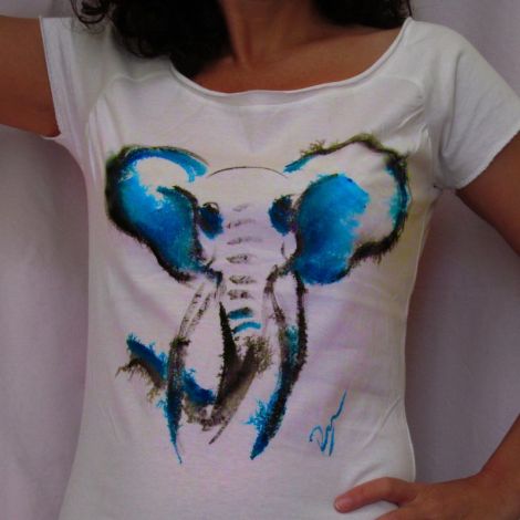 Tricou dama bumbac pictat manual