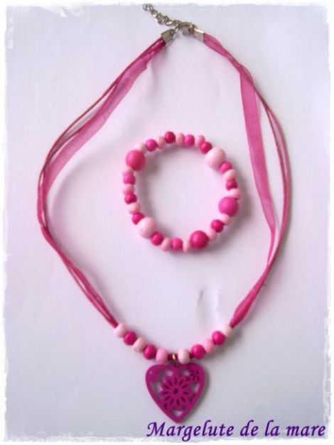 Set margelute lemn Little Flower