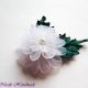 Daphne  - floare textila kanzashi organza alba 