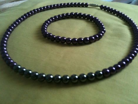 set bratara + colier cu margele violet