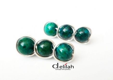 Cercei 3 sfere chrysocolla