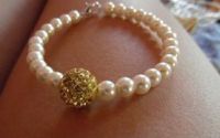 Bratara din perle de sticla si rhinestone