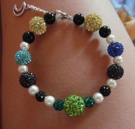 Bratara din rhinestone perle de sticla si onix