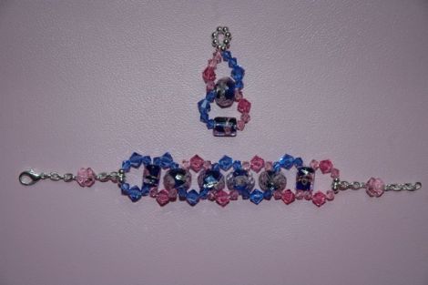 Set bratara si pandantiv margele Swarovski Murano