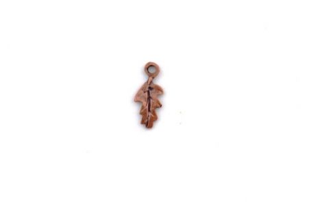 Charm Frunza cupru patina maro 8x18mm
