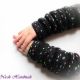 REZERVATManusi fara degete crosetate Spotted Black