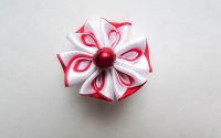 Brosa Eva - floare textila kanzashi
