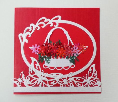 Buchet de flori pe fundal rosu