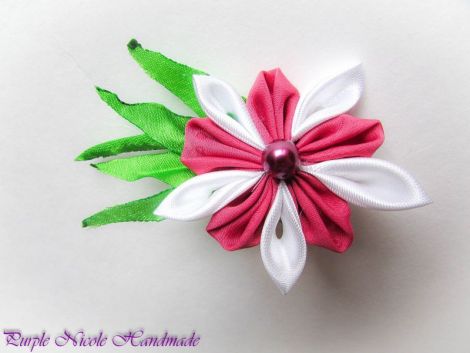 Brosa Wind - floare textila kanzashi
