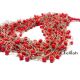 Colier matase bej si margele coral red CO034