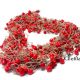 Colier matase bej si margele coral red CO034