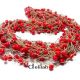Colier matase bej si margele coral red CO034