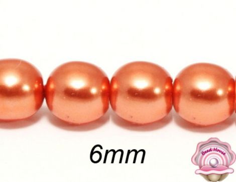 Perle sticla Cehia - 6 mm coral