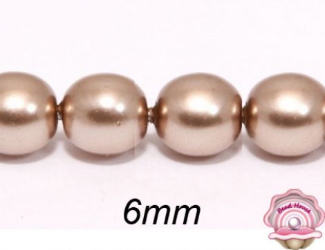 Perle sticla Cehia - 6 mm ciocolatiu-auriu
