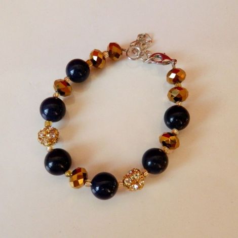 Bratara din lapislazuli rhinestone si sticla