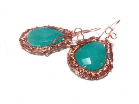 Cercei "Copper Teardrops" crisopraz