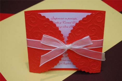 Invitatie Alb si Rosu