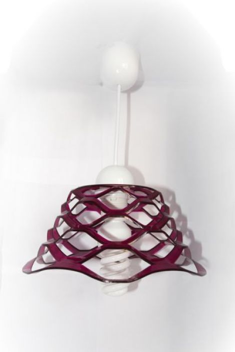 Lustra handmade tip pendul cu abajur mov