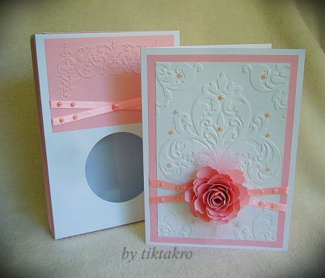 Set felicitare si cutie - Botez roz 