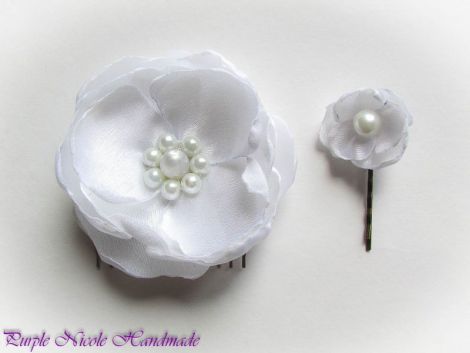 Set mireasa Delicate - pieptene si agrafa satin