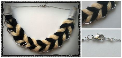 Colier handmade negru crem
