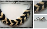 Colier handmade negru  crem