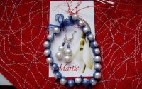 Set-bratara+cercei perle si organza