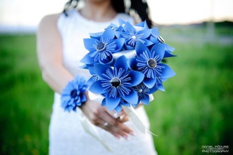Buchet de mireasa albastru