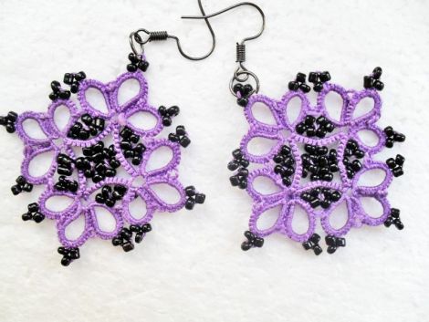 Cercei dantela frivolite cercei violet