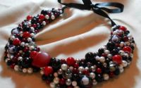 Colier handmade perlute red and black