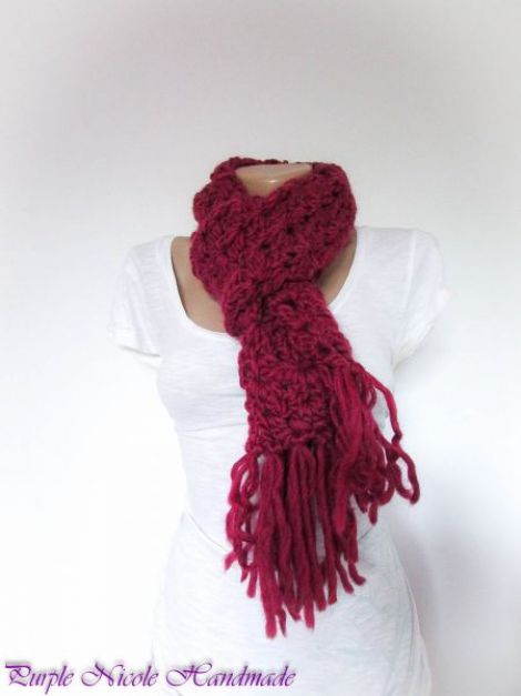 Feteasca - fular unisex grena crosetat