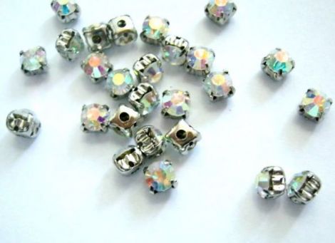 STRASS DE CUSUT ARGINTIU PATRAT  TRANSPARENT AB