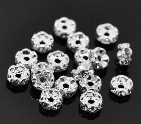 DISTANTIER ARGINTIU RHINESTONE 6MM  TRANSPARENT