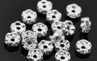 DISTANTIER ARGINTIU RHINESTONE 6MM  TRANSPARENT