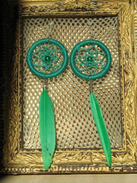 Cercei dreamcatcher verzi