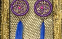 Cercei dreamcatcher mov cu albastru
