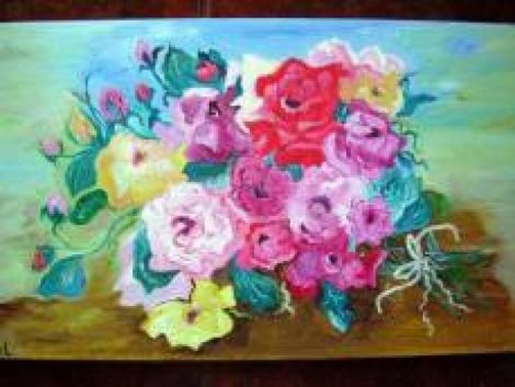 "Buchet de roze"-pictura in ulei