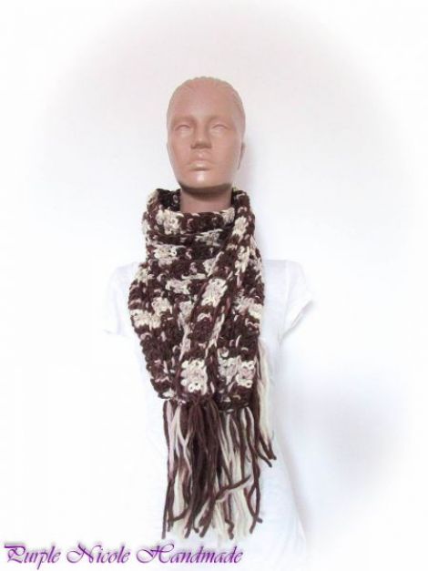 Espresso - fular unisex crosetat maro bej