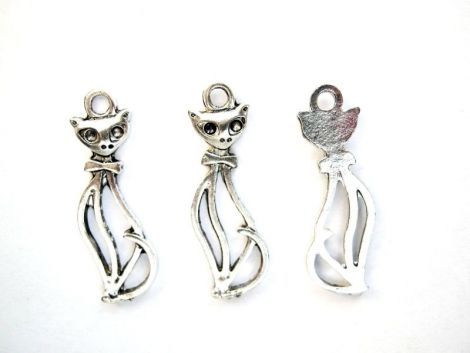 CHARM ARGINTIU PISICA 34MM