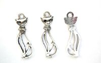 CHARM ARGINTIU PISICA 34MM