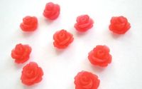 CABOCHON FLOARE FROSTED 10MM  ROSU DESCHIS