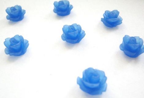 CABOCHON FLOARE FROSTED 10MM  ALBASTRU INTENS