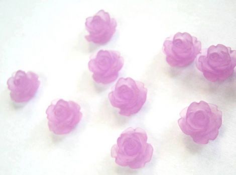 CABOCHON FLOARE FROSTED 10MM  MOV DESCHIS