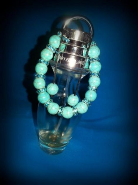 Bratara handmade pietricele tip swarovski turcoaz