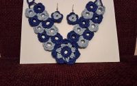 Set handmade colier si cercei crosetat albastru