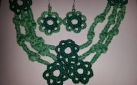 Set crosetat colier si cercei handmade verde