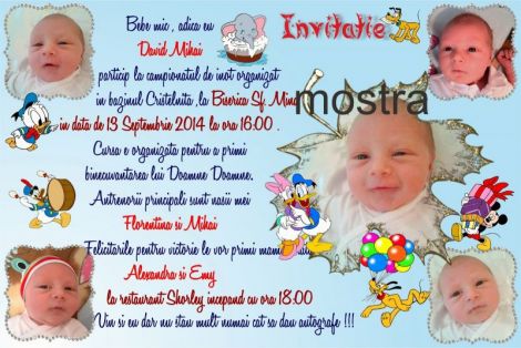 Invitatii botez personalizate cu poza bebelusului